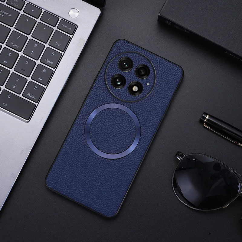 funda For OnePlus 13 чехол ELVEV Magnetic PU Leather Lichee Pattern +PC Protection Phone Cover чехол на Oneplus 13