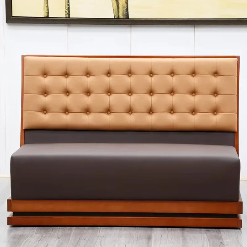 Cafe Bar Hotel and Office Lounge Leather Furniture Special Wooden Frame Edge Restaurant Furniture Seating Pavilion