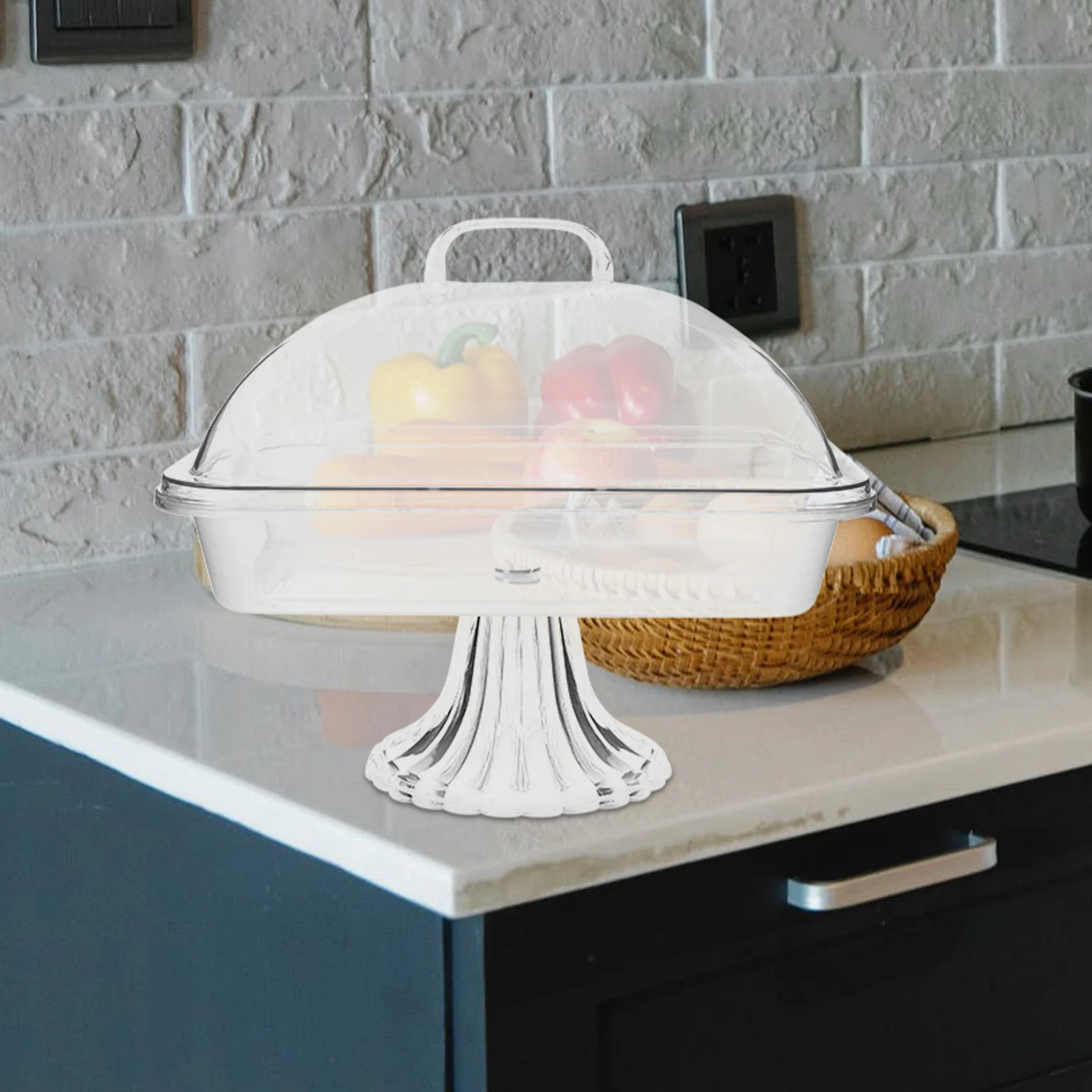 

1 Set Cake Display Stand Transparent Dome Reusable Glass Dessert Tray Storage Plate Party Wedding Birthday Christmas Serving