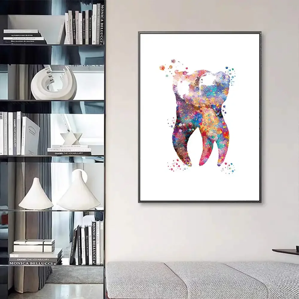 Dental Teeth Canvas Painting, Dentist Posters, Dentistry Wall Art, Dentist Gift Prints, Medicine Decor, Canvas Painting