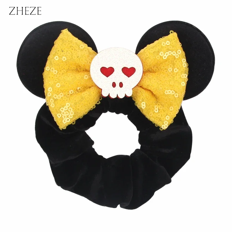 Disney Halloween Scrunchies Haarband Vrouwen Elastische Paardenstaart Houder Meisjes  Pailletten Strik Kids Party Haaraccessoire