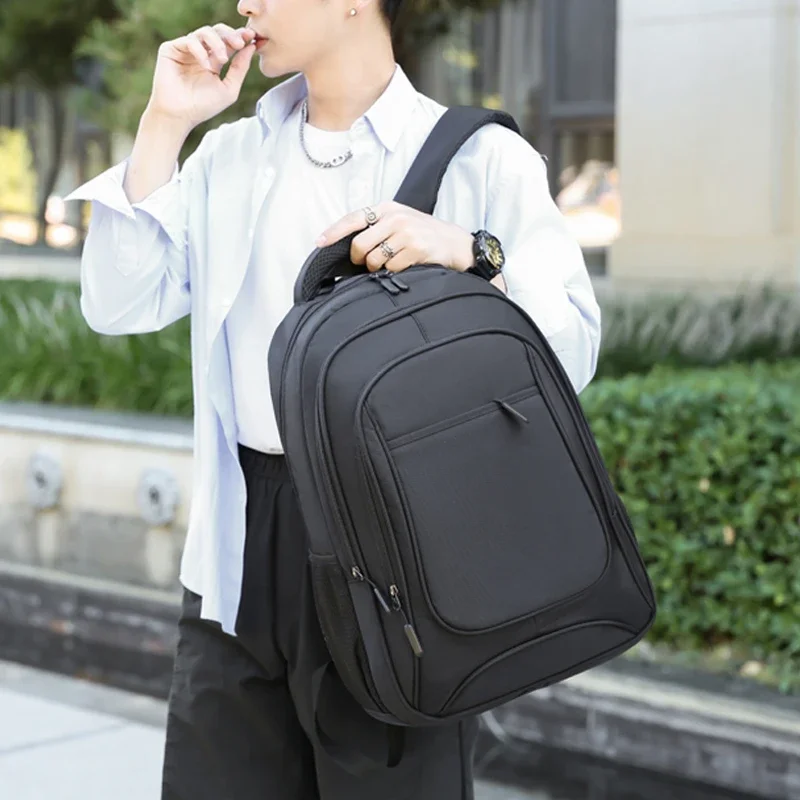 New Daily Male Men Bags Backpack Schoolbag Big Space Popular Business Students Fashionable Large Pockets Multi-Zipper Working
