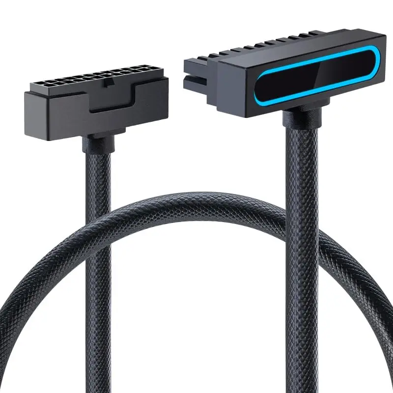 

AIJS ATX 24PIN Extension Cable, ARGB PC Cable with 5V 3Pin,18AWG 90 Degree Right-Angle Design Male-to-Female Connector for PC