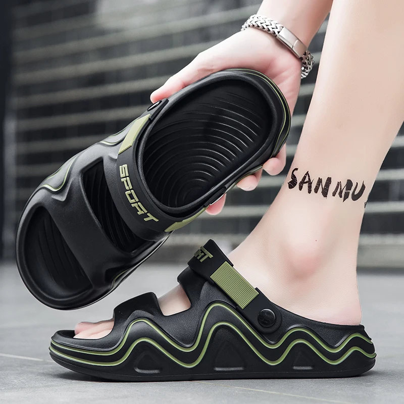 2026 New Summer Men Sandals Trendy Outdoor Sports Casual Slides Odor-proof Dual-use Driving Beach Slippers
