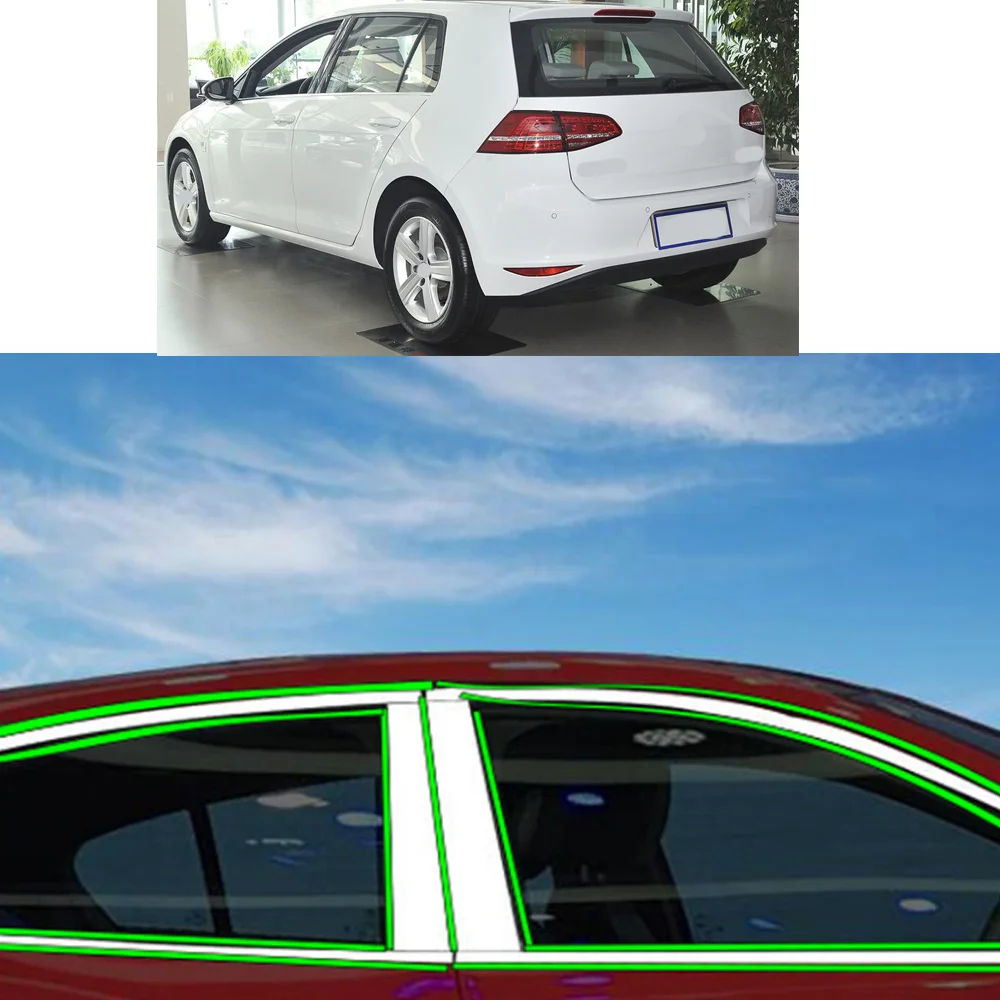 Car Sticker Garnish Pillar Window Middle Strip Trim Frame For VW Volkswagen Golf7 Golf 7 2014 2015 2016 2017 2018 2019 2020