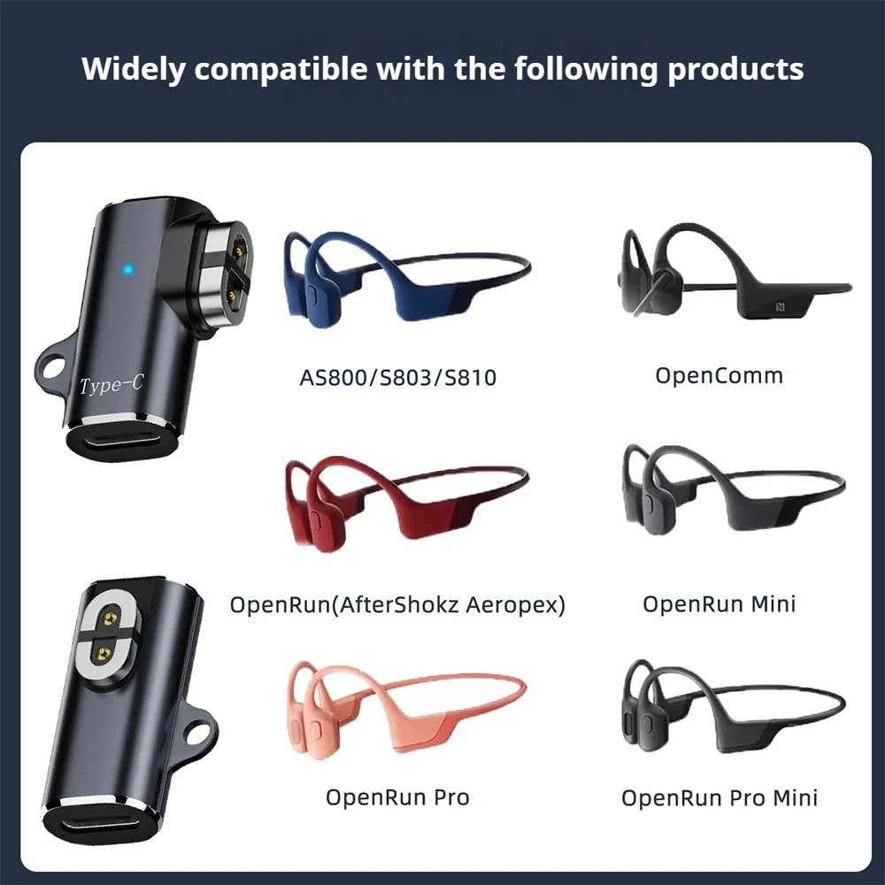 USB C/For iOS إلى محول مغناطيسي لسماعات Shokz كابل شحن محول 90 درجة الانحناء كابل الشاحن محول مغناطيسي