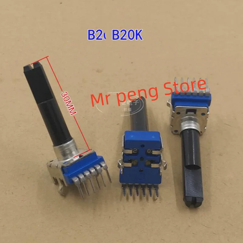 

2pcs for RK12D dual rotary potentiometer Single row 6-pin B20K B203 speaker volume adjustment 30MM axis