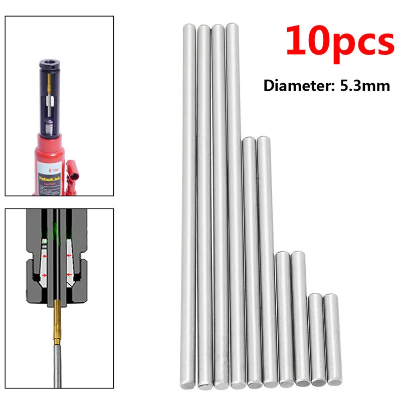 Jeu de goupilles d'éjection pour pousser les boutons de forage, haute dureté, spécifications complètes, alésoir en acier, accessoires de machine-outil, 10 pièces, 5.3mm