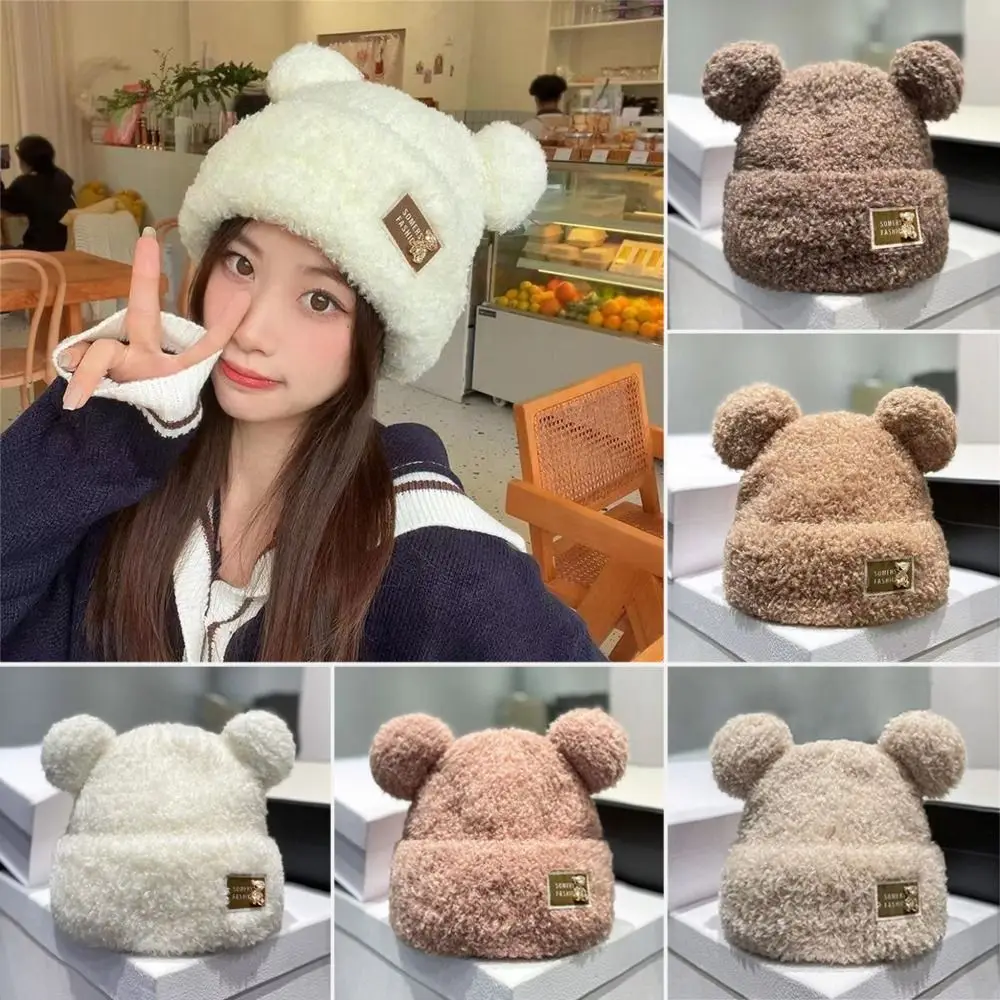 Warm Plush Hat Fashion Cute Bear Ear Skullcap Beanie Hat Winter