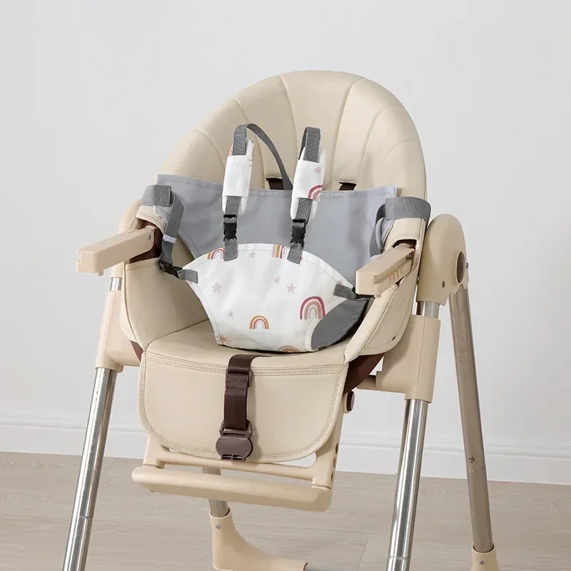 Dinner Chair Highchair 5 Points Safety Belt Length Adjust PU Leather Shoulder Crotch PAD Universal Baby Harness For Pushchair
