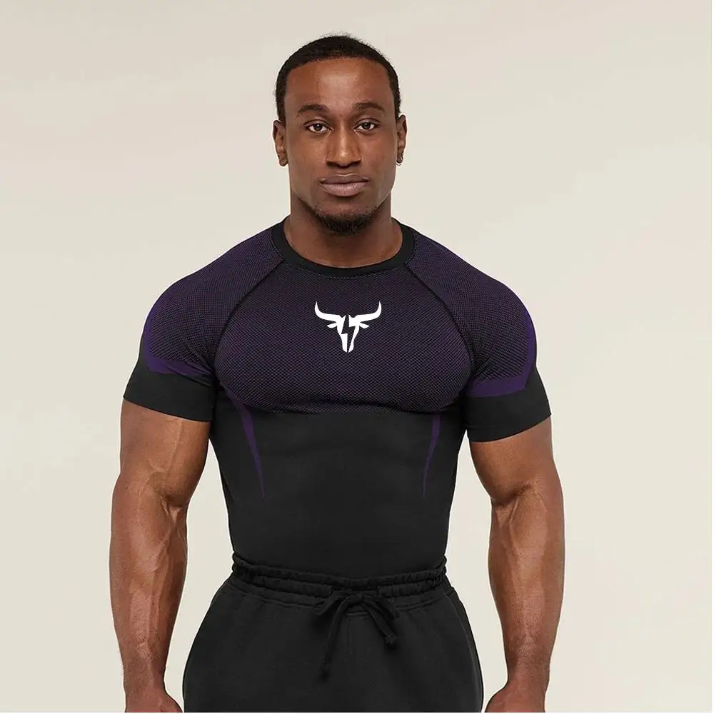 Gym T Shirt Men Quick Dry Running Compression Fitness Male Workout Tights Short Sleeve Summer Sports T-Shirt