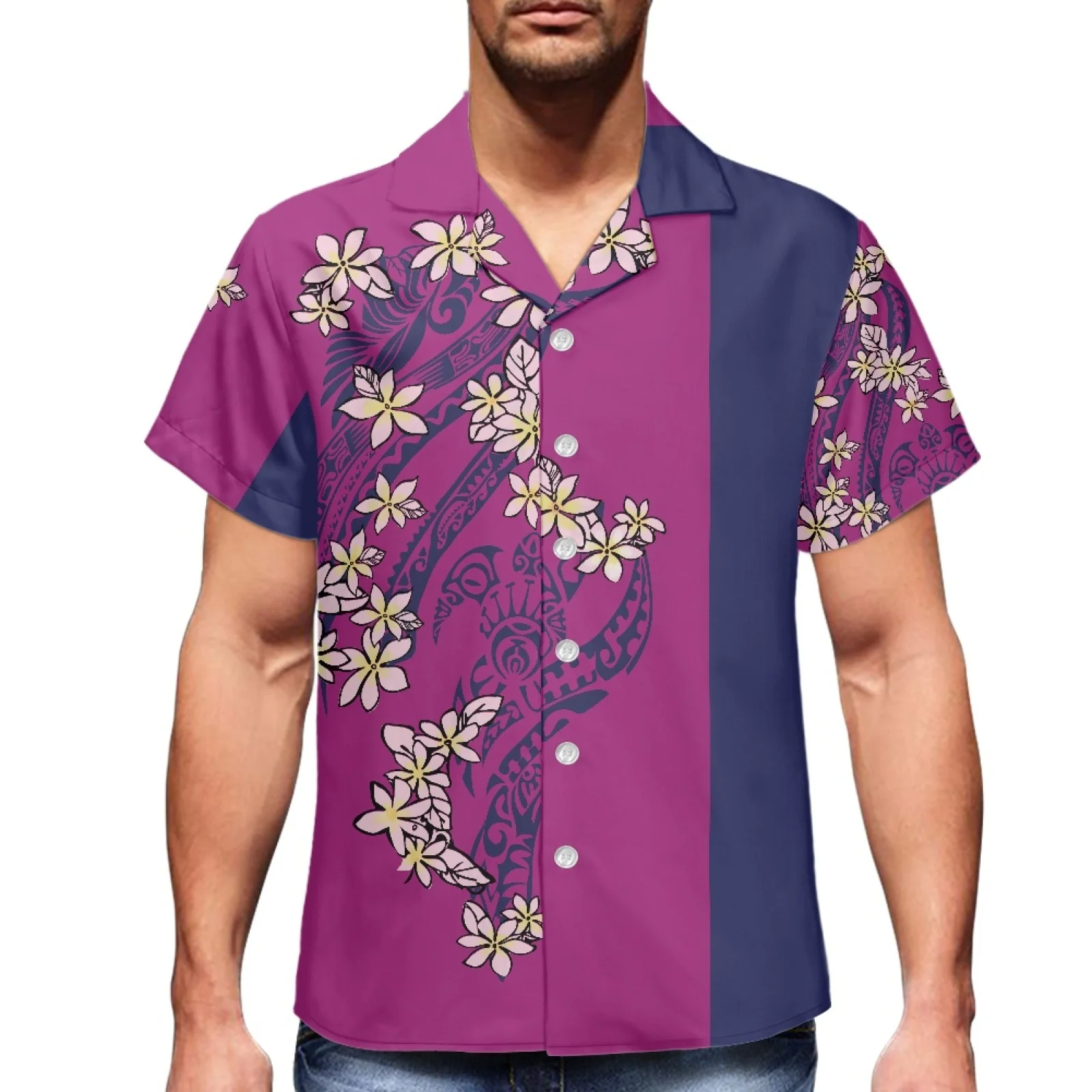 

Plus Size Men's Clothing 2022 Casual Outfit Samoa Hawaii Turtle Frangipani Print Shirts Men's Short Sleeve Button Up Shirt