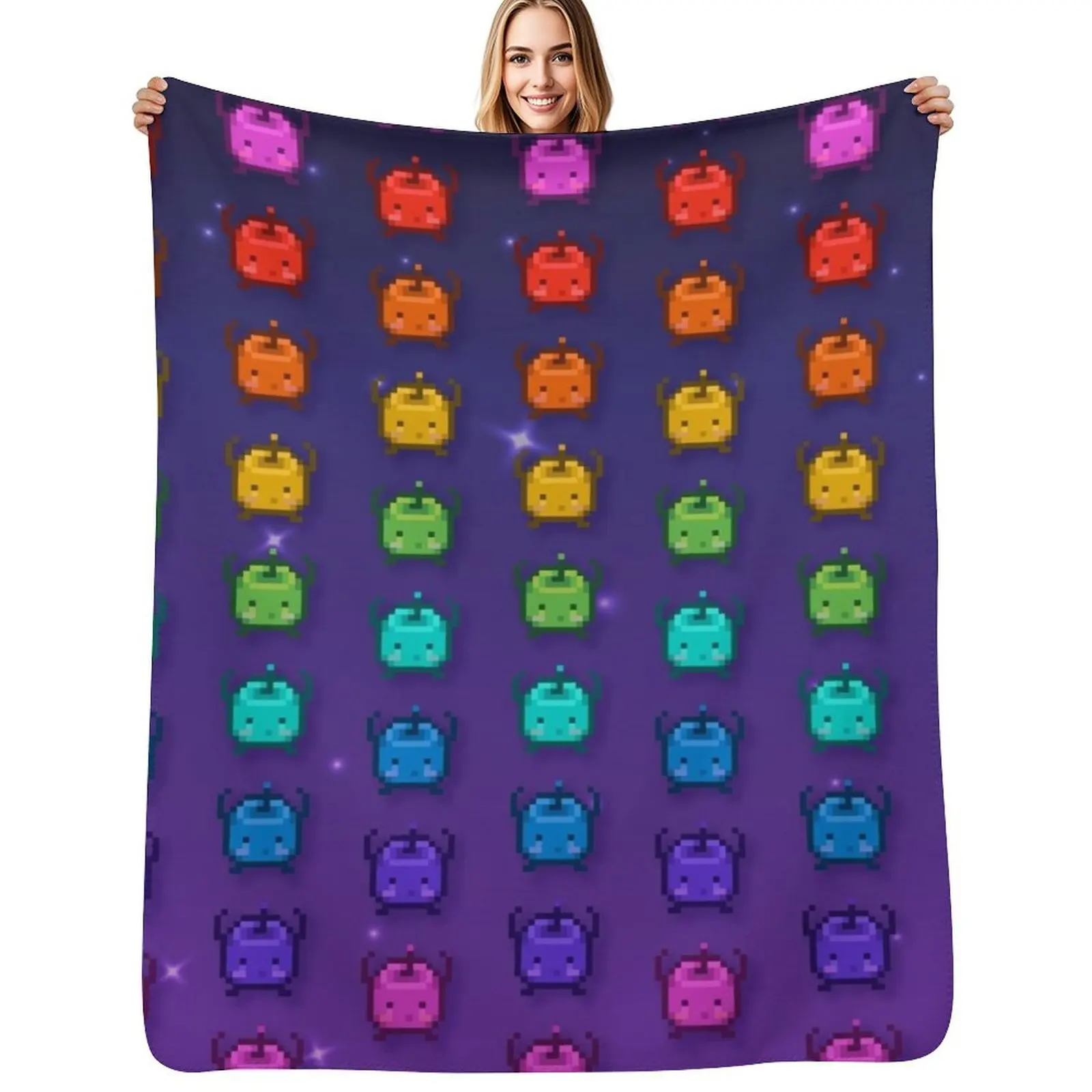 Stardew Valley Rainbow Junimos Throw Blanket Soft Cozy Blanket for Pet Kids Adults
