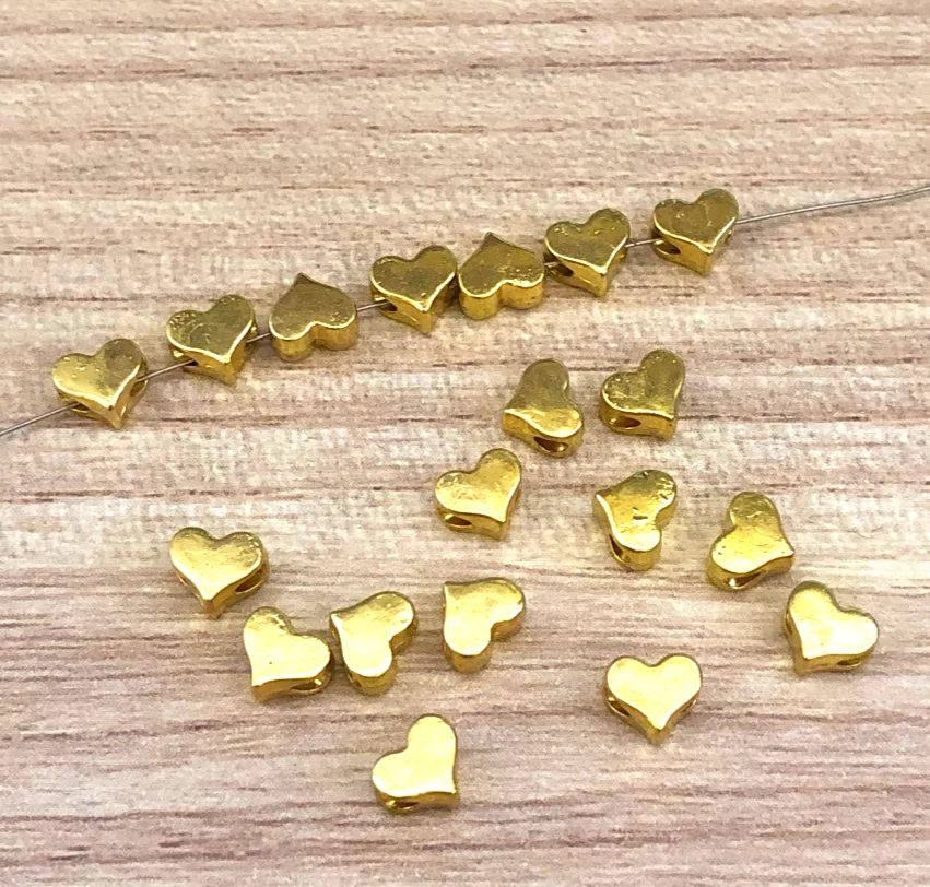 100 個 4.4*5.2*2.9 ミリメートル、穴 1.7 ミリメートル亜鉛合金金属ハート型スペーサービーズ手作りジュエリー HW3553