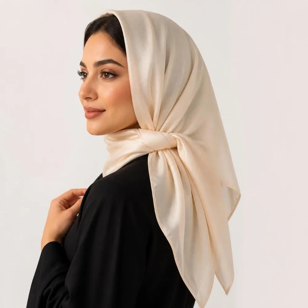 Solid Color Silk Scarves Thin Soft Fabric Lightweight Bandana Scarf Breathable Satin Texture Headscarves