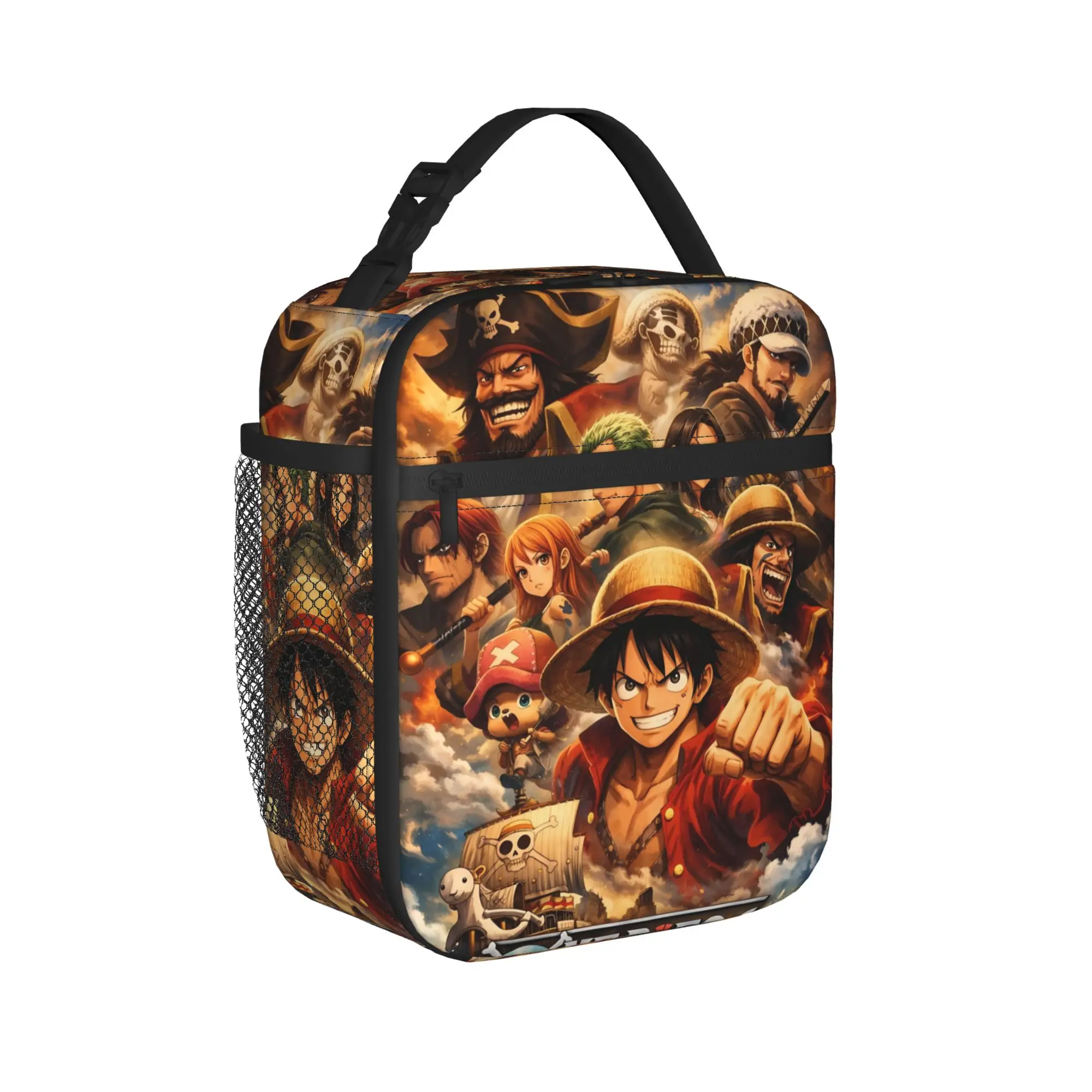 Classic Luffy Epic Poster One Piece Lunch Bag For Women  Outdoor Picnic Custom Lunch Box Cute Oxford Tote Food Bags
