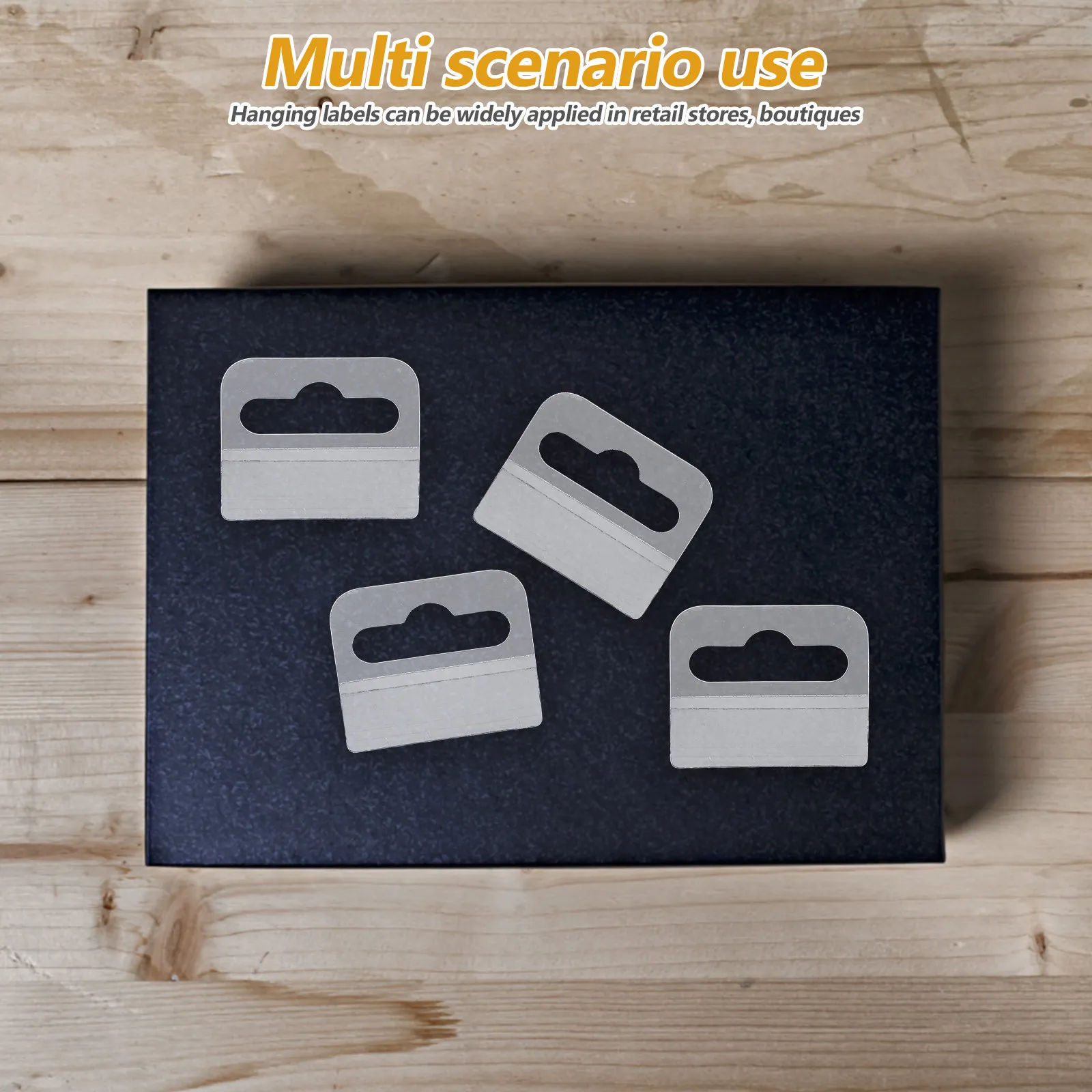 

300Pcs Small Merchandise Display Adhesive Hang Tabs Clear Plastic Hanging Tags Slot Hole Retail Display Hooks Invisible Hanging