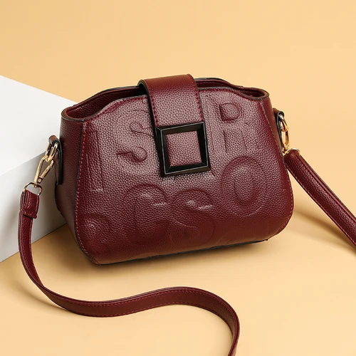 Imagen 2 del producto 1 pieza de cuerpo completo con estampado de letras, decoración de color sólido, PU, decoración de hebilla retro a la moda, bolso cruzado de gran capacidad