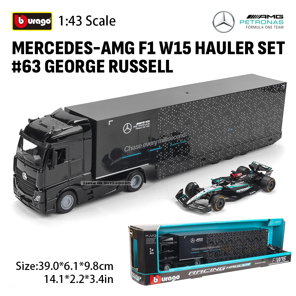 Bburago 1:43 2024 F1 M Mercedes-AMG F1 W15 مجموعة هولر # 63 جورجروسل فيراري SF24 سلسلة ألعاب نموذج سيارة فاخرة مصنوعة من خليط معدني