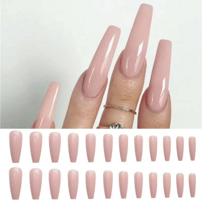 24 Teile/satz Schneeflocke Französisch Falsche Nagel Tipps Matte Volle Abdeckung Lange Ballerina Sarg Gefälschte Nail art Abnehmbare Drücken auf Nägel Kits