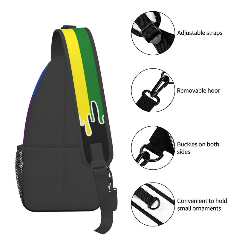 مخصص مثلي الجنس فخر العلم بالتنقيط تصميم حبال Crossbody حقيبة صدر للرجال الرجال عادية LGBT قوس قزح مثليه حقيبة ظهر تحمل على الكتف للتخييم ركوب الدراجات