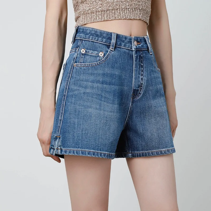 

2025 New Summer Fashion High Waist Jeans Shorts with Lots of Reviews in Korea Milk Silk Fabric Trendy Fashion Women's Clothes