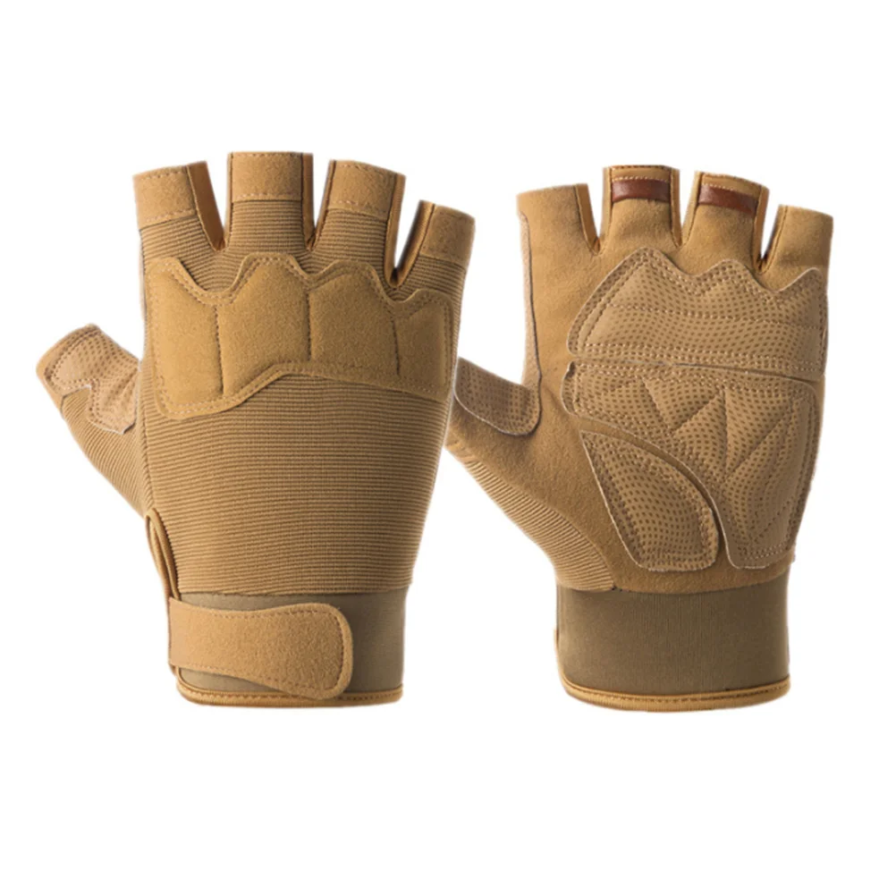 زوج واحد من قفازات نصف أصابع غير قابلة للانزلاق لركوب الدراجات واللياقة البدنية وصالة الألعاب الرياضية ودراجة الطرق قابلة للتنفس ومريحة ومضادة للرجال باللون البني #6