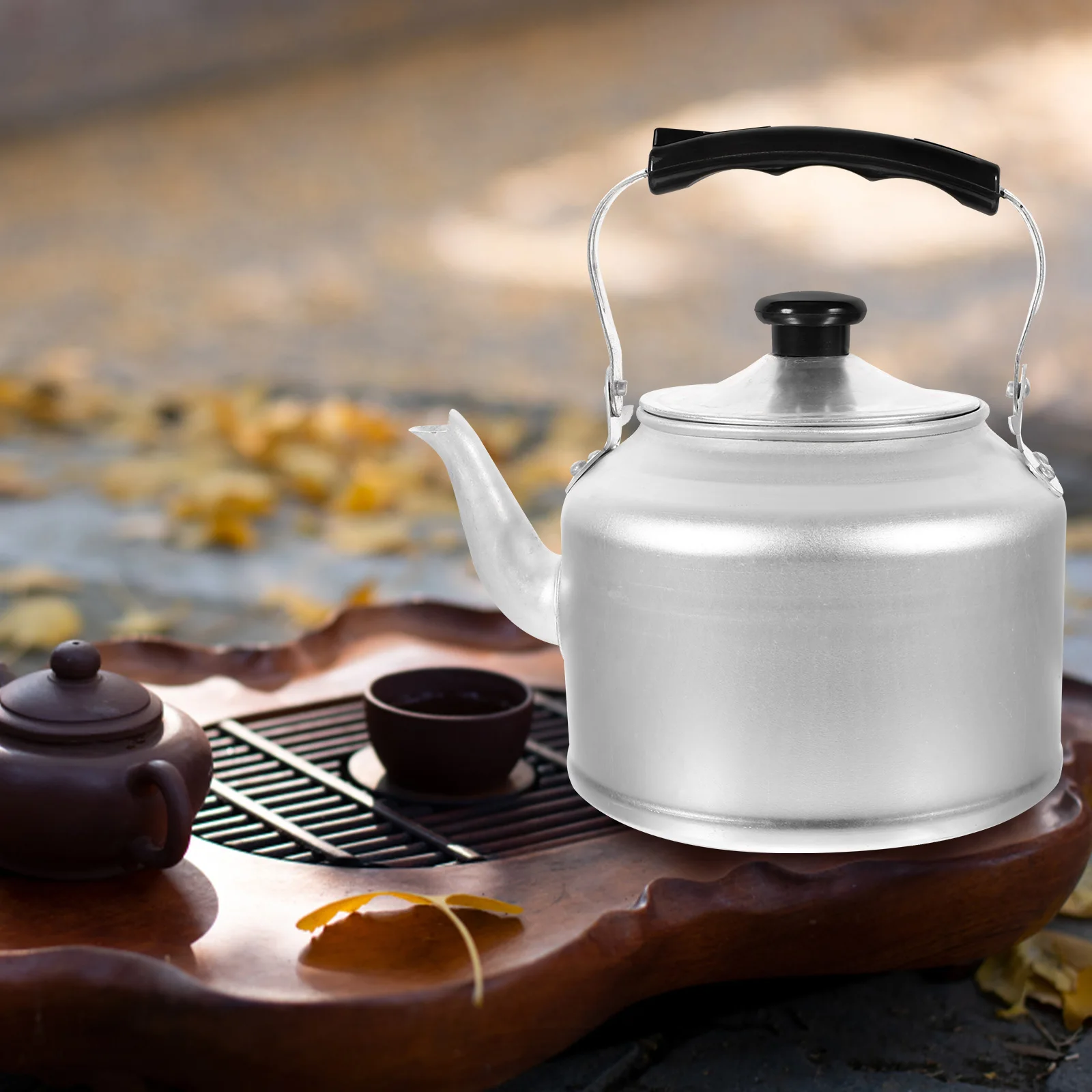 

Industrial Style Kettle Thickened Aluminum Tea Pots Water Heater Silver Farmhouse