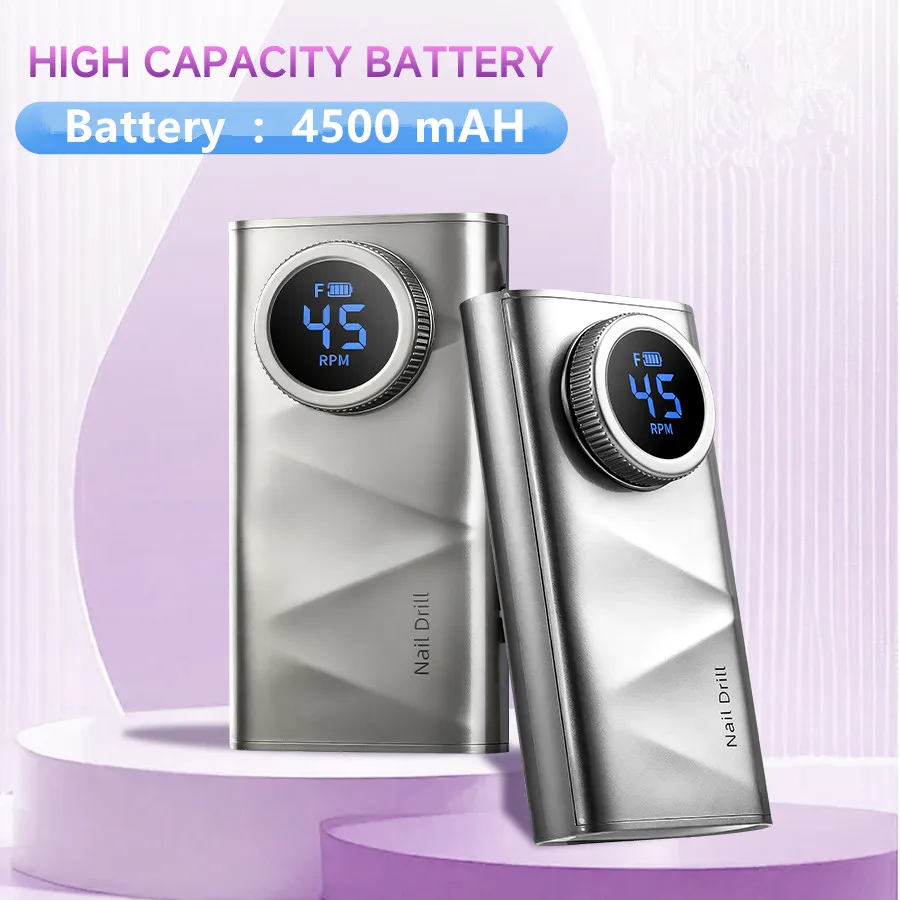 مثقاب أظافر هادئ لاسلكي قابل لإعادة الشحن بجودة الصالونات الاحترافية اللاسلكية 45000 دورة في الدقيقة مزيل طلاء الأظافر آلة حفر الأظافر #6
