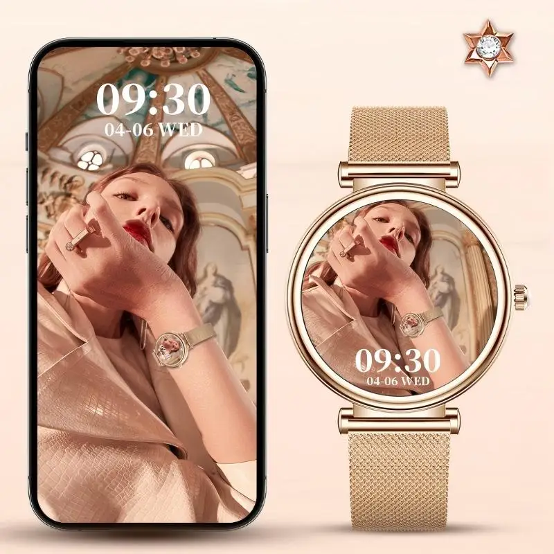 

i109 Women's Smartwatch 1.27-inch TFT Screen Steel Watchstrap Bluetooth Calls Heart Rate Monitor Push Messages Female Menstrual