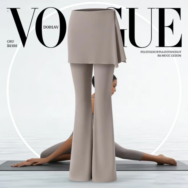Fake Two Piece Skirt Overlay Flared Yoga Pants Women High Waist Hip Lift Quick Dry Squat Proof Dance Fitness Workout Leggings