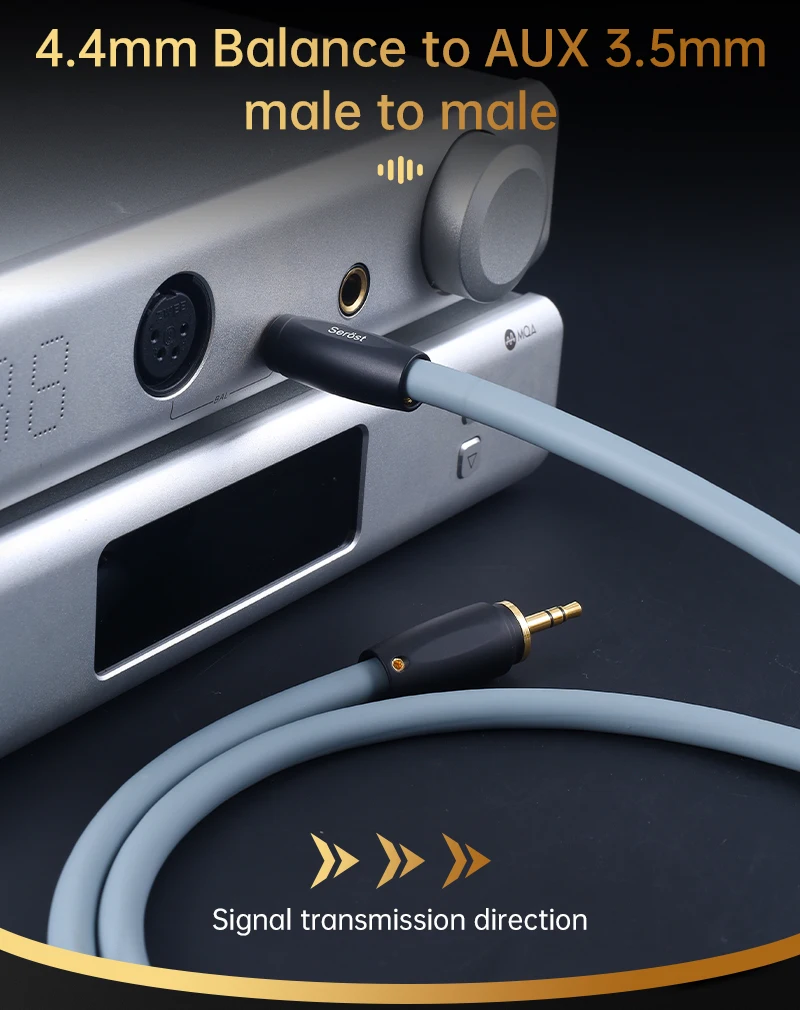 Serost Star HiFi Audio 4,4mm auf 3,5mm Adapterkabel aus sauerstofffreiem Kupfer für Verstärker, Musikplayer, Lautsprecher, Kopfhörer – Detail 2