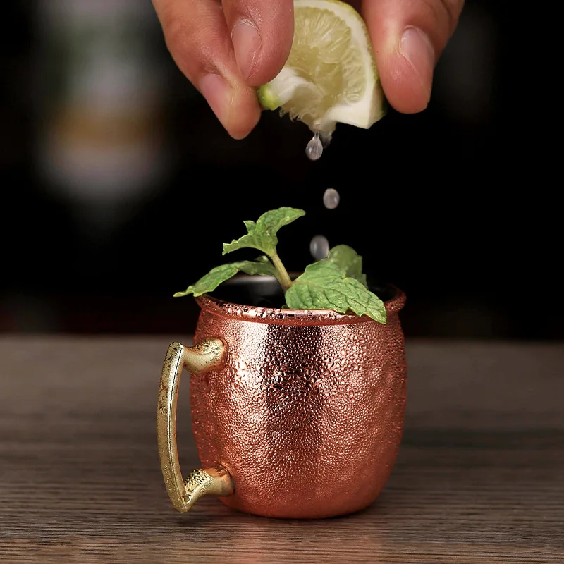 2oz Moscow Mule Mugs 60ml Steel Cocktail Cup Russia Moscow Mule Copper Mugs Bar Tools (no tray)