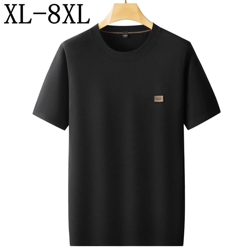 

8XL 7XL 6XL 2025 Новый осенний элитный роскошный тонкий шерстяной свитер Мужской пуловер с коротким рукавом Свободный мужской джемпер с принтом