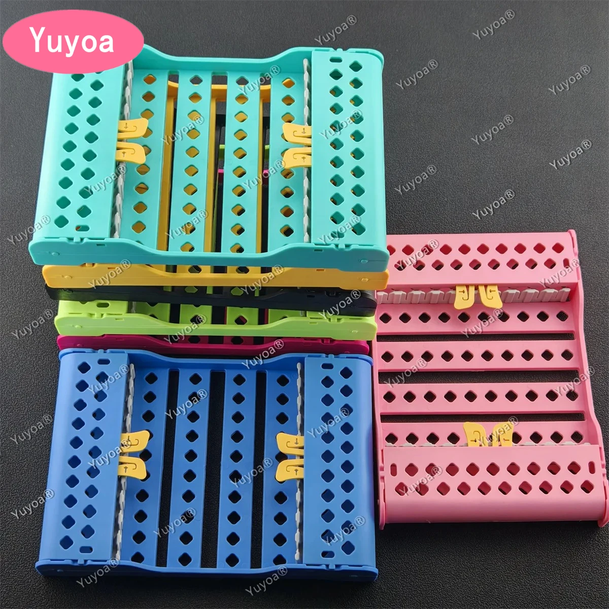 4pcs 10 Slots Dental Instrumental Sterilizer Box 135℃ Autoclavable Restoration Spatula Set Placing Holder Disinfection Tray Tool