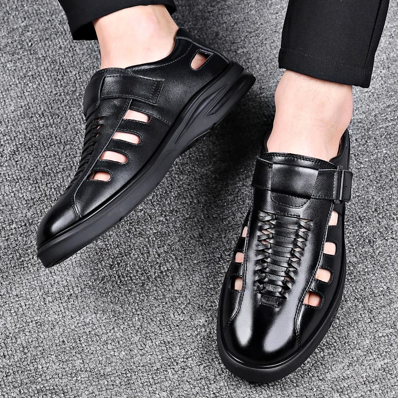 

Summer Fashion New Breathable Non Slip Casual Sandals High Quality Men Comfortable Foot Covers Hollowed Out Casual Leather Shoes
