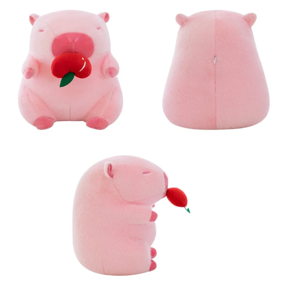 Mangiare frutta miele pesca capibara peluche animale soffice capibara estensibile bambola cartone animato morbido capibara anime soffice giocattolo