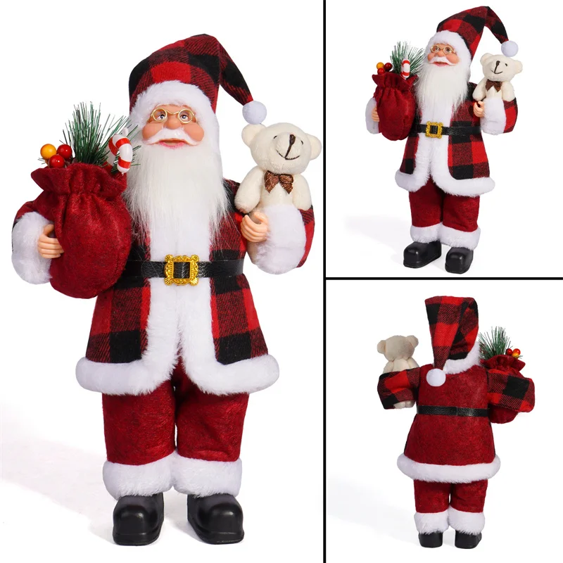 12 polegadas natal santa figura em pé santa boneca decorações de janela decorações de natal presentes de aniversário