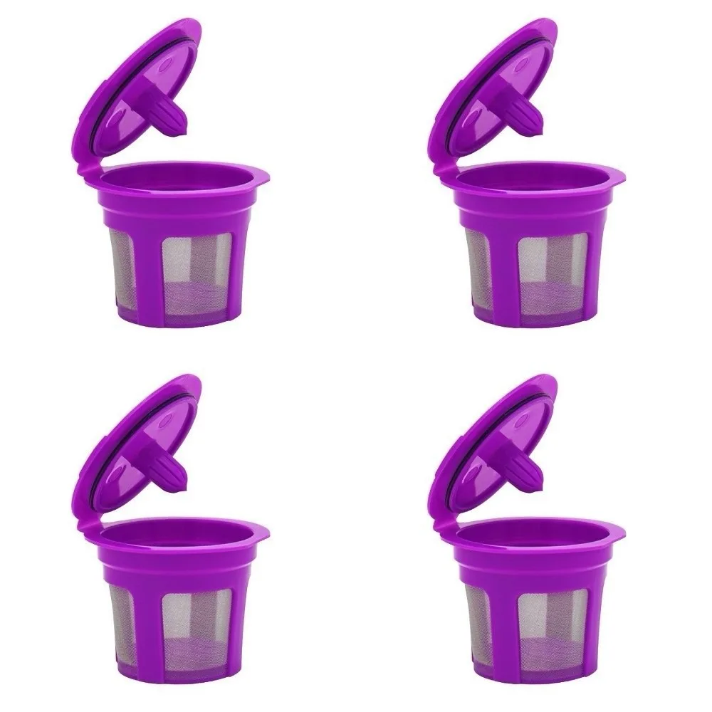 

4pcs Reusable Coffee Filter Refillable Filter Universal Fit K-Cup Food-grade PP Stainless Steel Espresso Strainer Basket