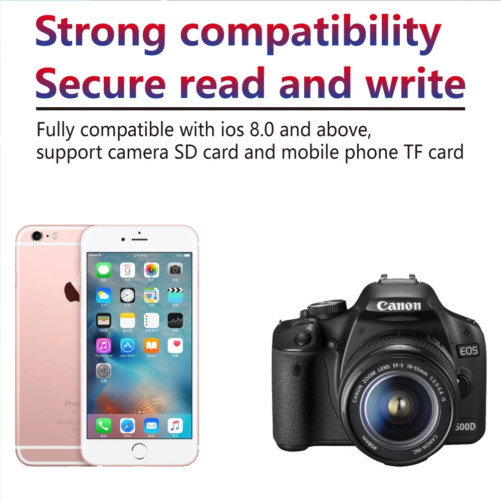 Czytnik kart SD i TF 3 w 1 z adapterem USB do aparatu, czytnik kart do iPhone'a i iPada, port microUSB