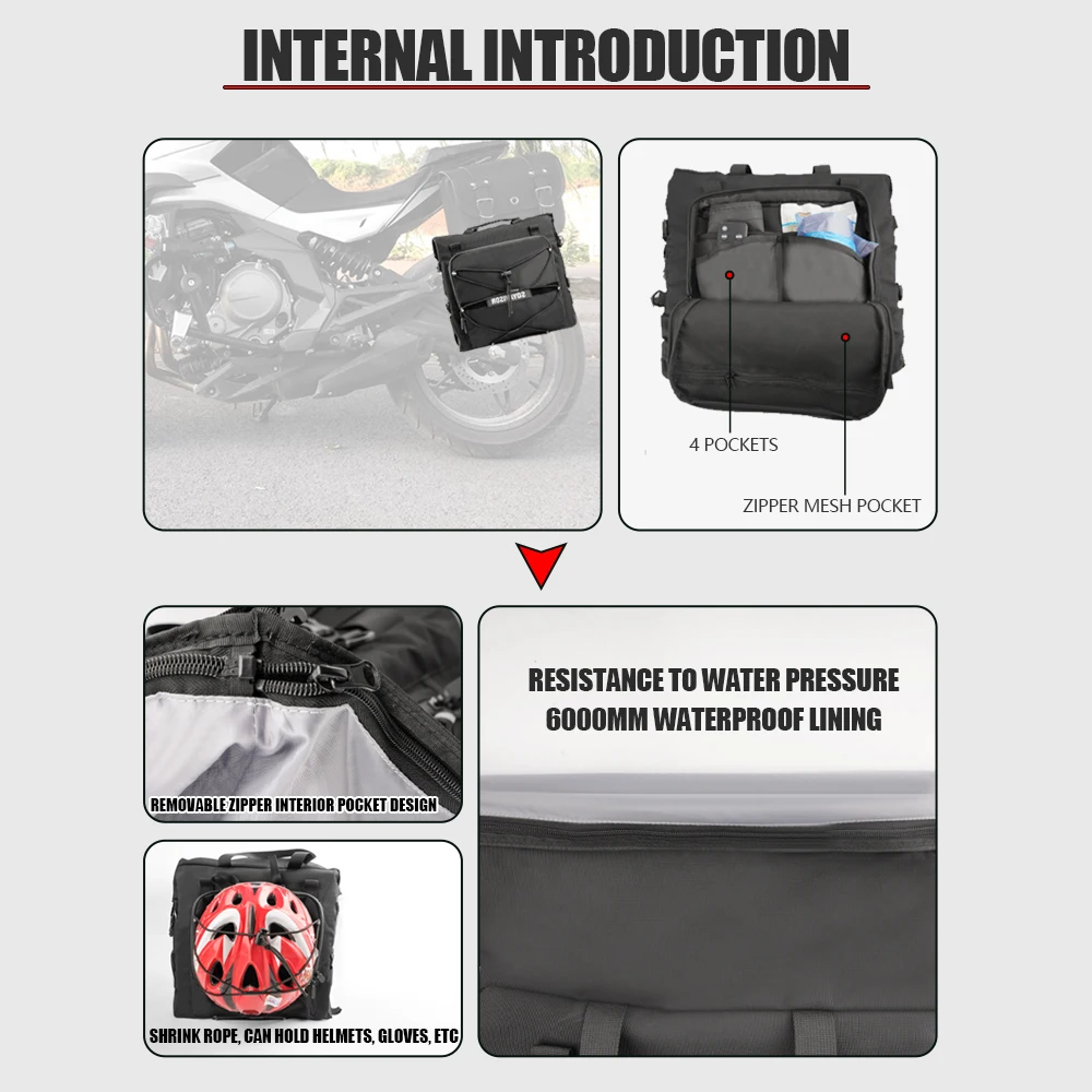 20L Motorcycle Bag Motor Saddlebag Side Universal Motorbike Waterproof Removable Inner Bag Luggage Pannier Accessory