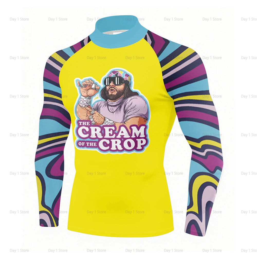 الرجال مفتول العضلات راندي سافاج كم طويل تي شيرت الياقة المدورة سريعة الجافة ضغط اللياقة البدنية ضيق الجري رداء علوي غير رسمي جديد الخريف #2