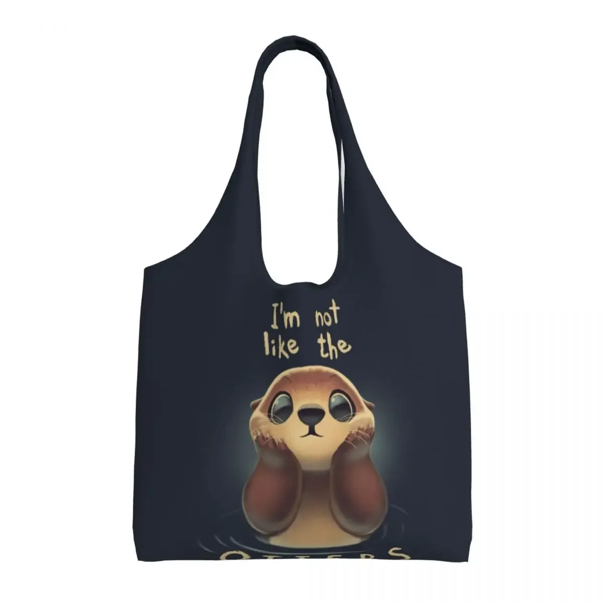 Kawaii Printing I'm Not Like The Otters Tote Shopping Bag Reusable Canvas Shopper Shoulder Bags Photography Handbag