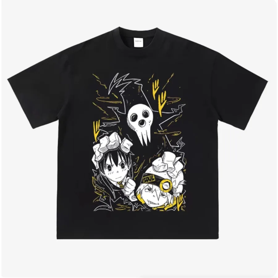 Anime Soul Eater Black Star Shirt Harajuku Fashion Street T-Shirt High Quality Cotton Tee Men Women Anime Manga Vintage T Shirts