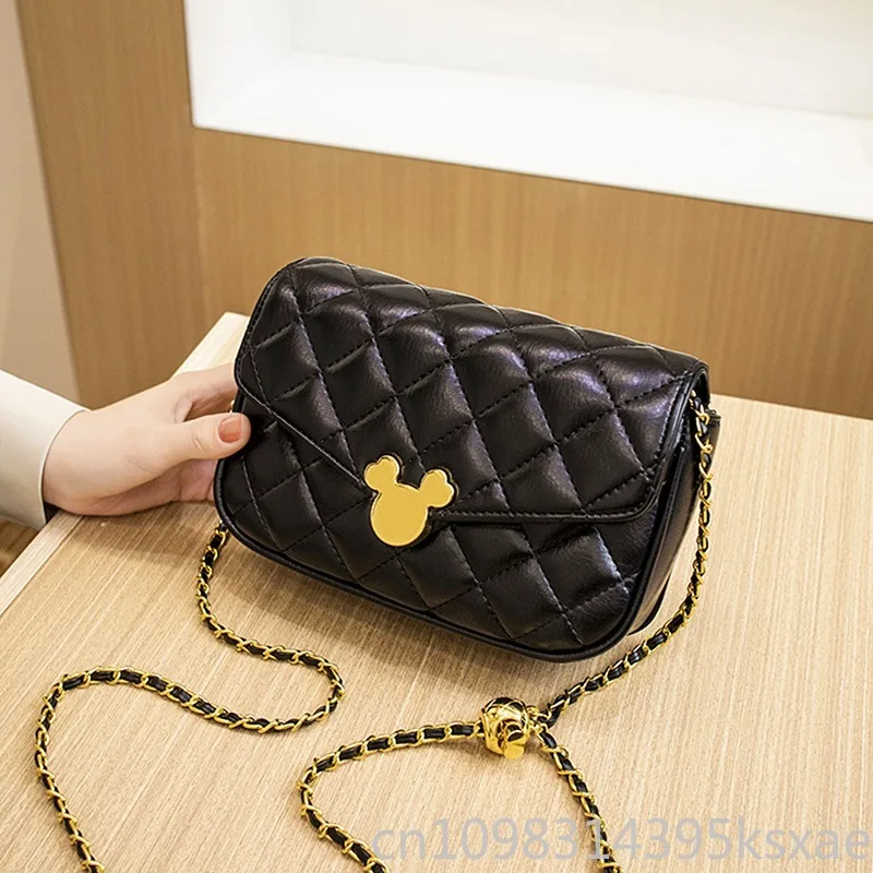 

Disney Mini Chain Bag Genuine Leather Crossbody Small Square Purse Fashion Mickey Shoulder Bag for Women