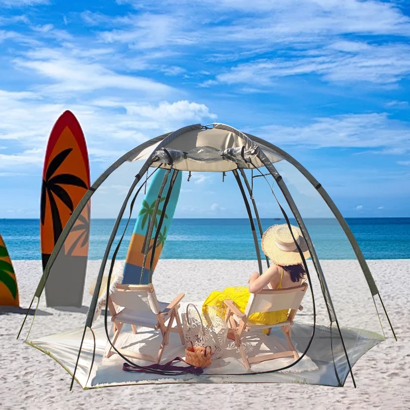 

Beach vacation, calcium supplement camping, fully transparent 6-person PVC tent, hexagonal sunroom tent, insect proof, windproof