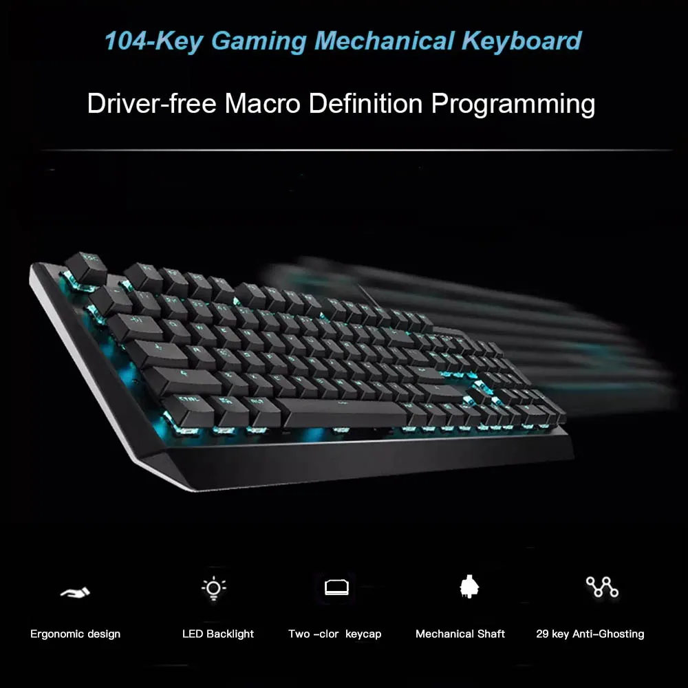 Motospeed CK95 USB Wired Mechanical Keyboard 104 Keys RGB Backlit ABS Keycaps Macro Programming Gaming Keyboard Gamer For PC