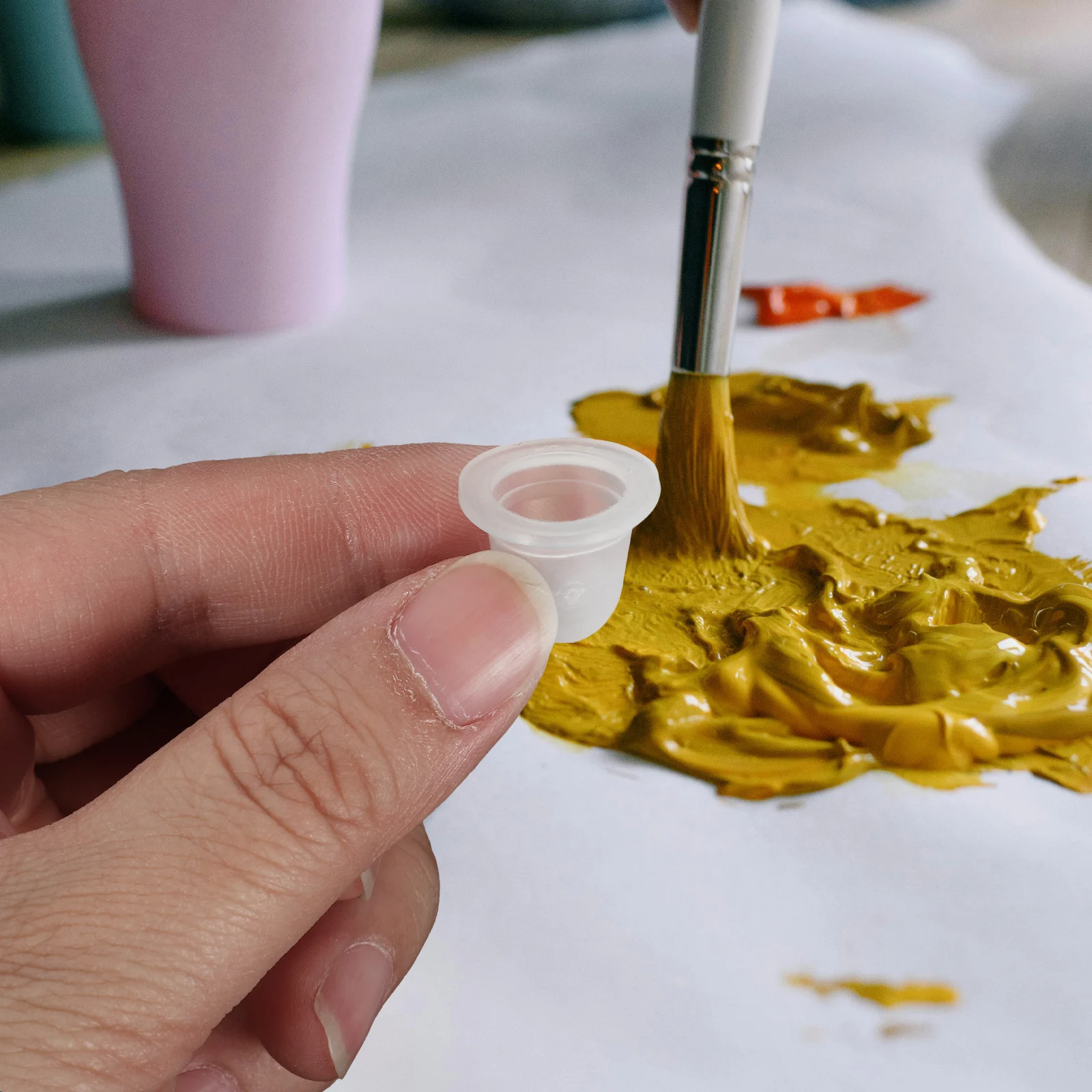 

200 шт., силиконовые чашки для чернил, прозрачные U-образные контейнеры для пигментов для татуировки, набор принадлежностей для наращивания ресниц, чашки для чернил, принадлежности