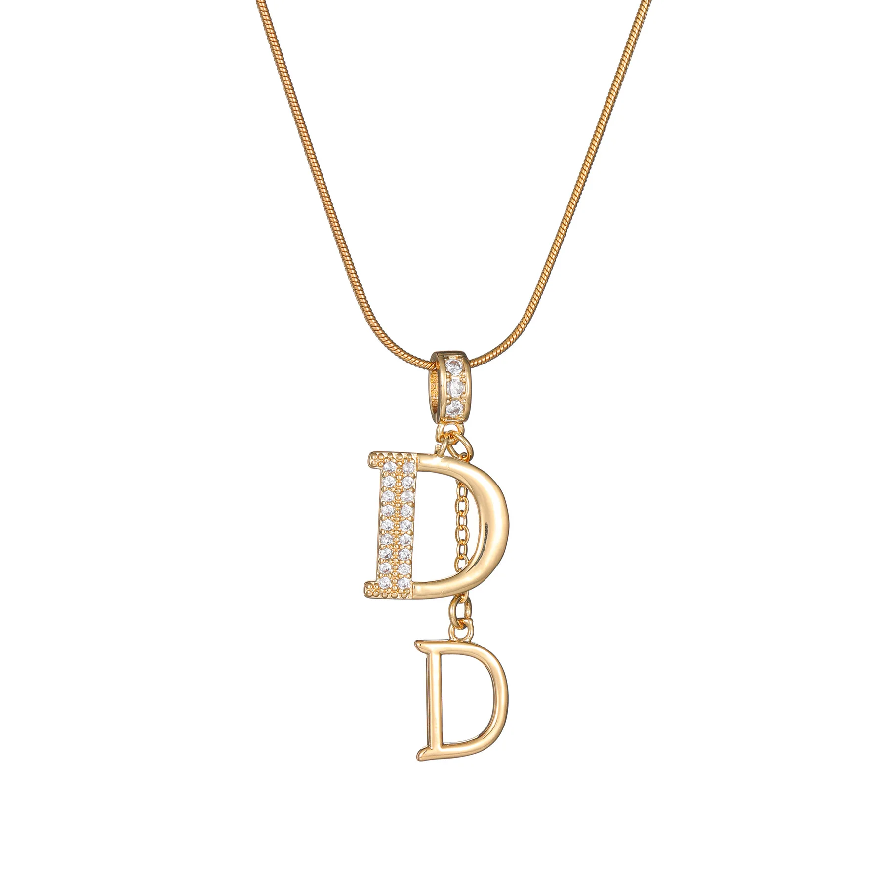 New Design Zircon Double D Letter Pendant Short Necklace Neck Chain Fashion Jewelry For Woman Girls Party Gift