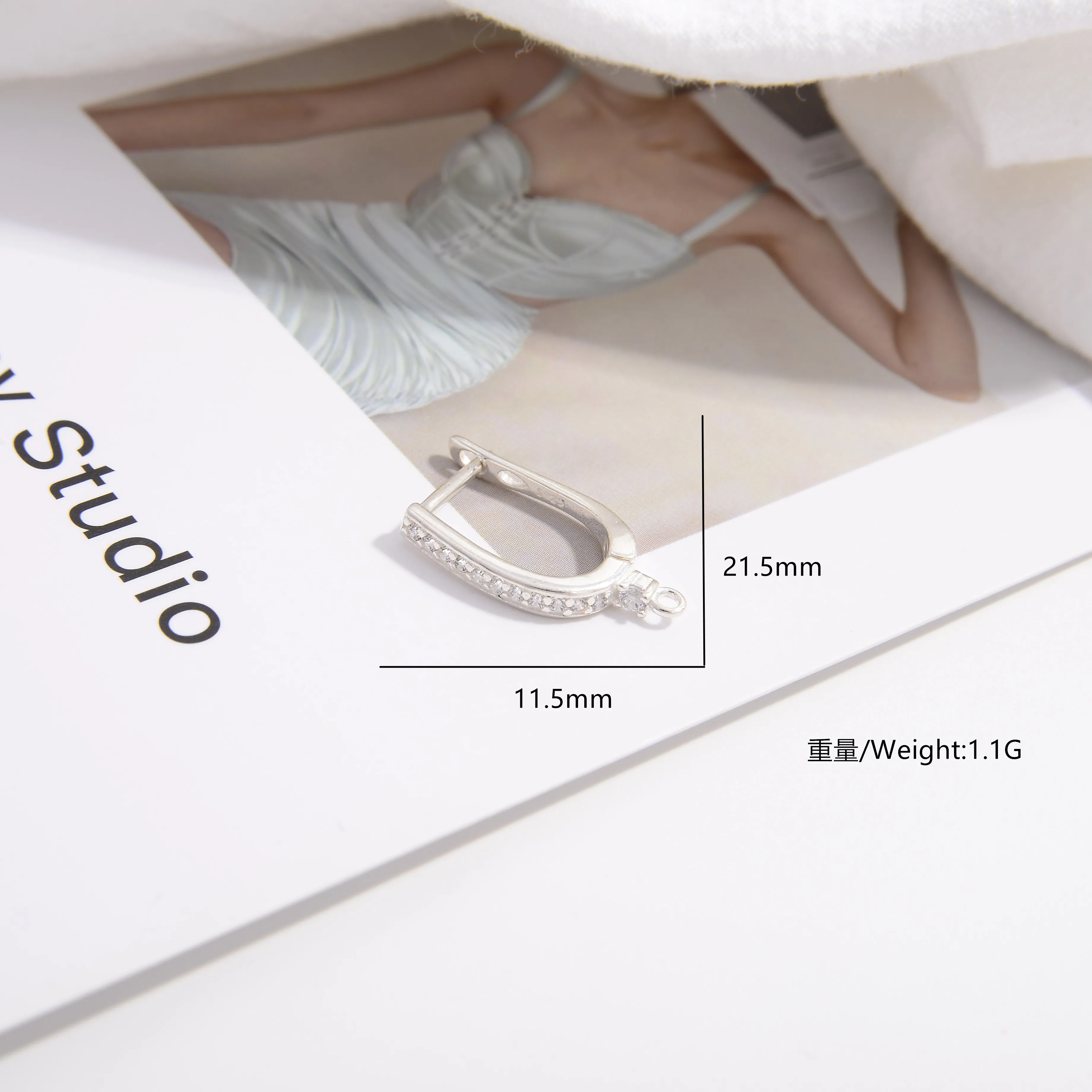 S925 Sterling Silver Inlaid Zircon Earrings Women Gold / Silver Color Earrings Making Supplies Wholesale SE3